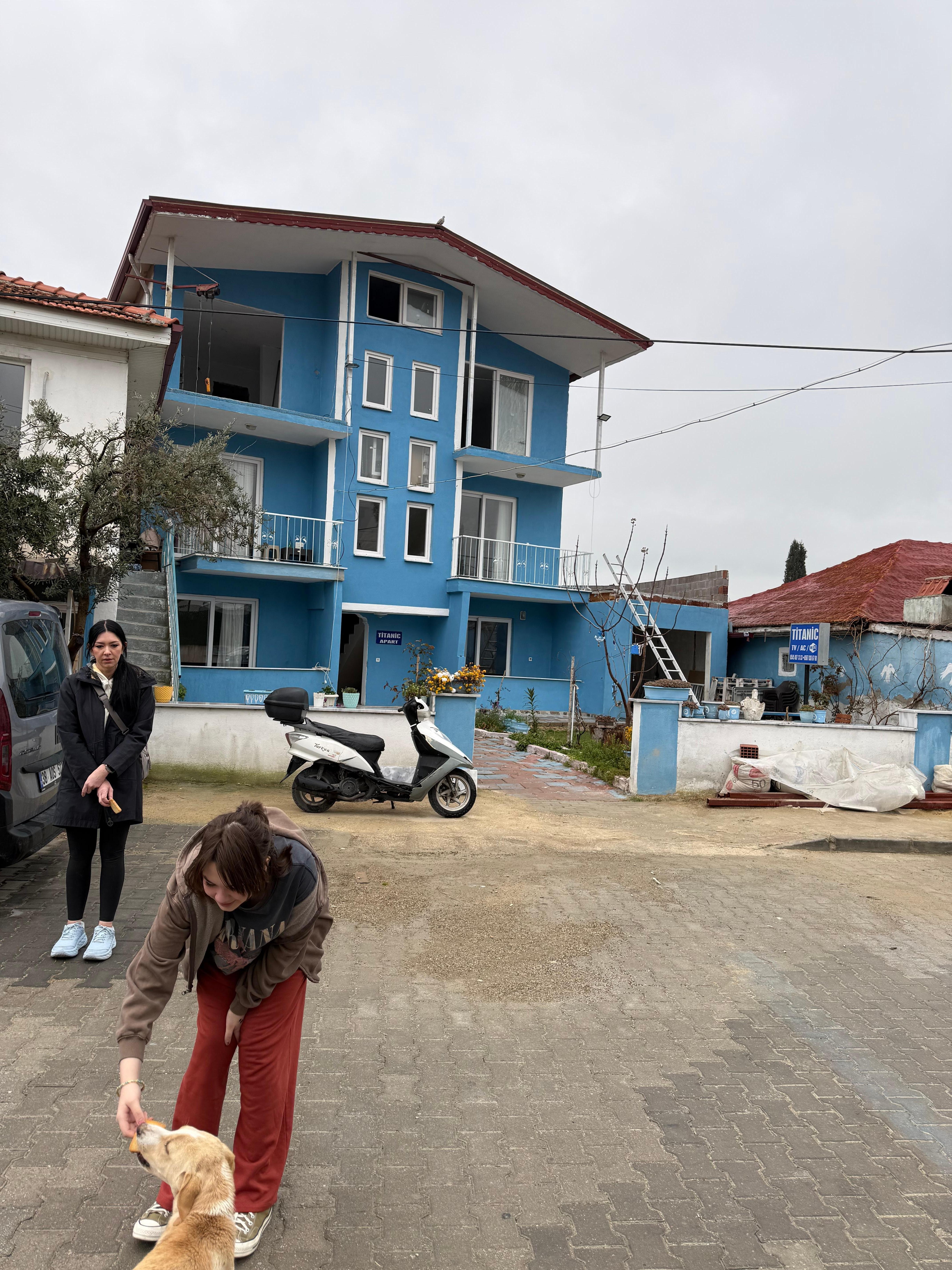 Notice the doors missing on the top floor and the roof was missing on the back portion of the building, visible when inside.  