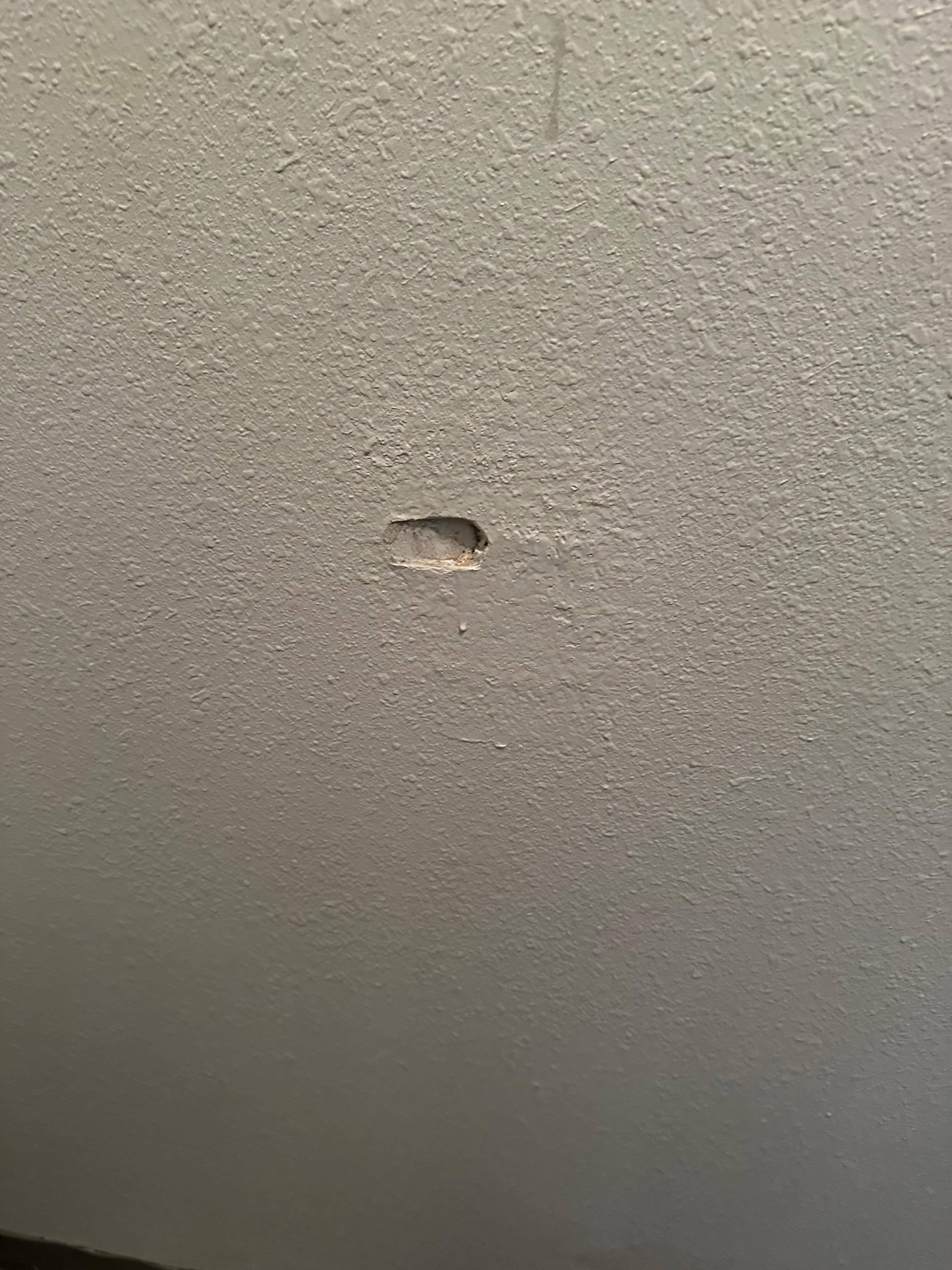 Hole in wall due to door hinges not functioning 