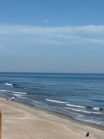 View of the beach from the top deck.