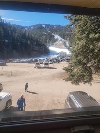 The view of the skiing slope out of our window, very convenient.