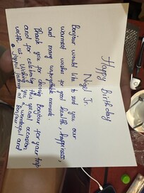 Somehow they remember my son dob and left this card at midnight under our door. They know every guest on a first name basis.