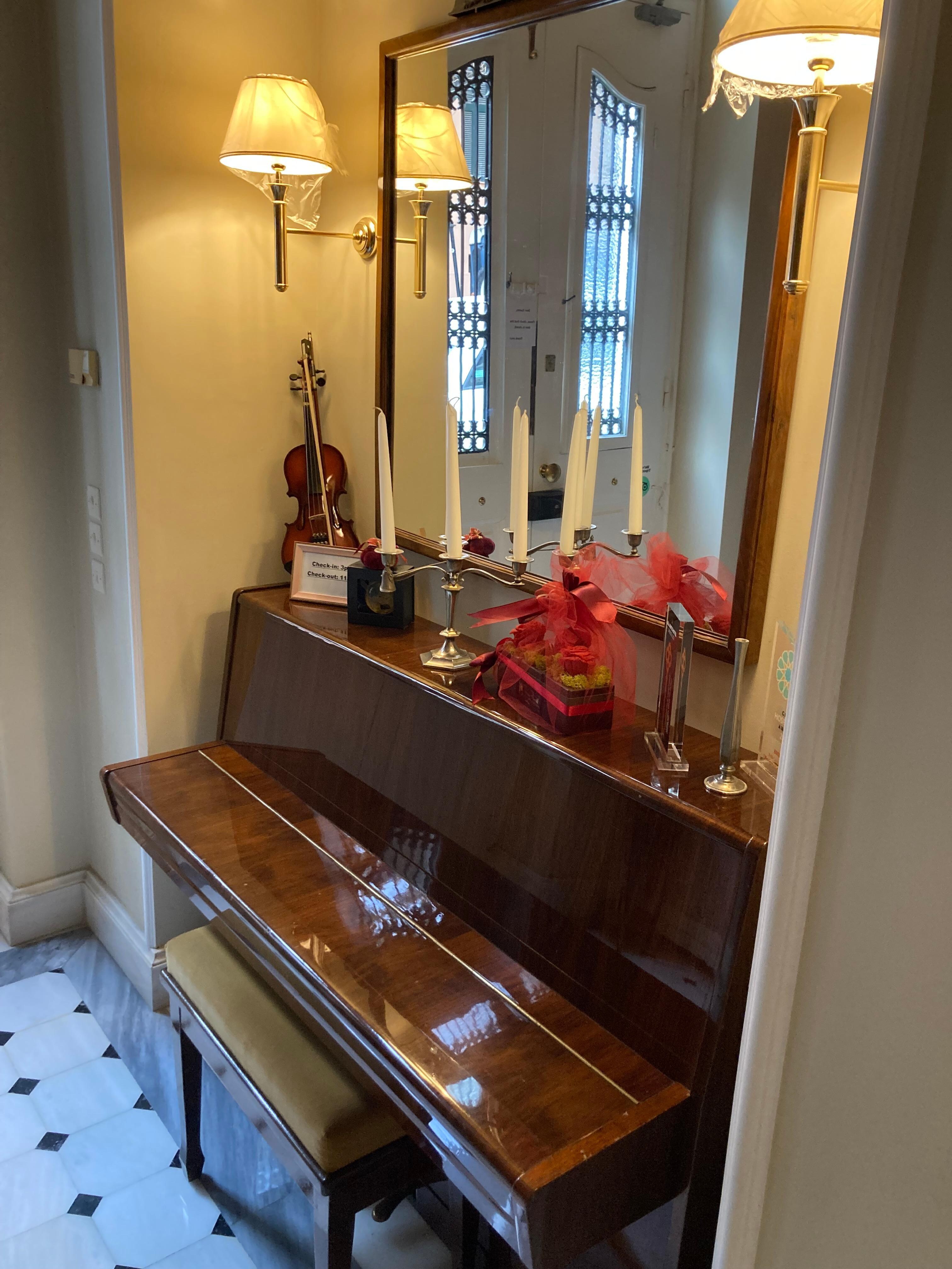 Lovely piano in Nobel Suites hotel lobby