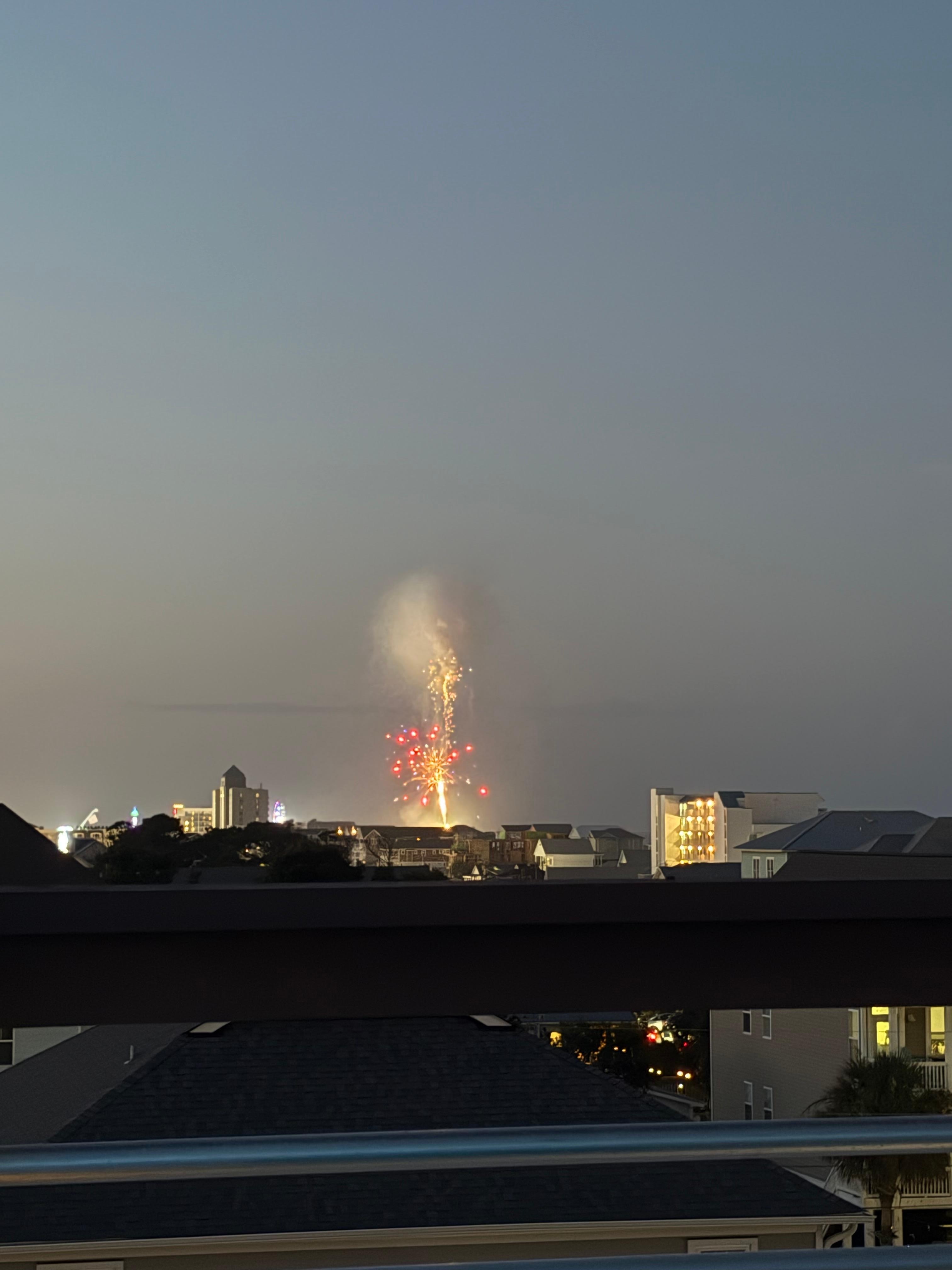 View of fireworks from the private rooftop patio 
