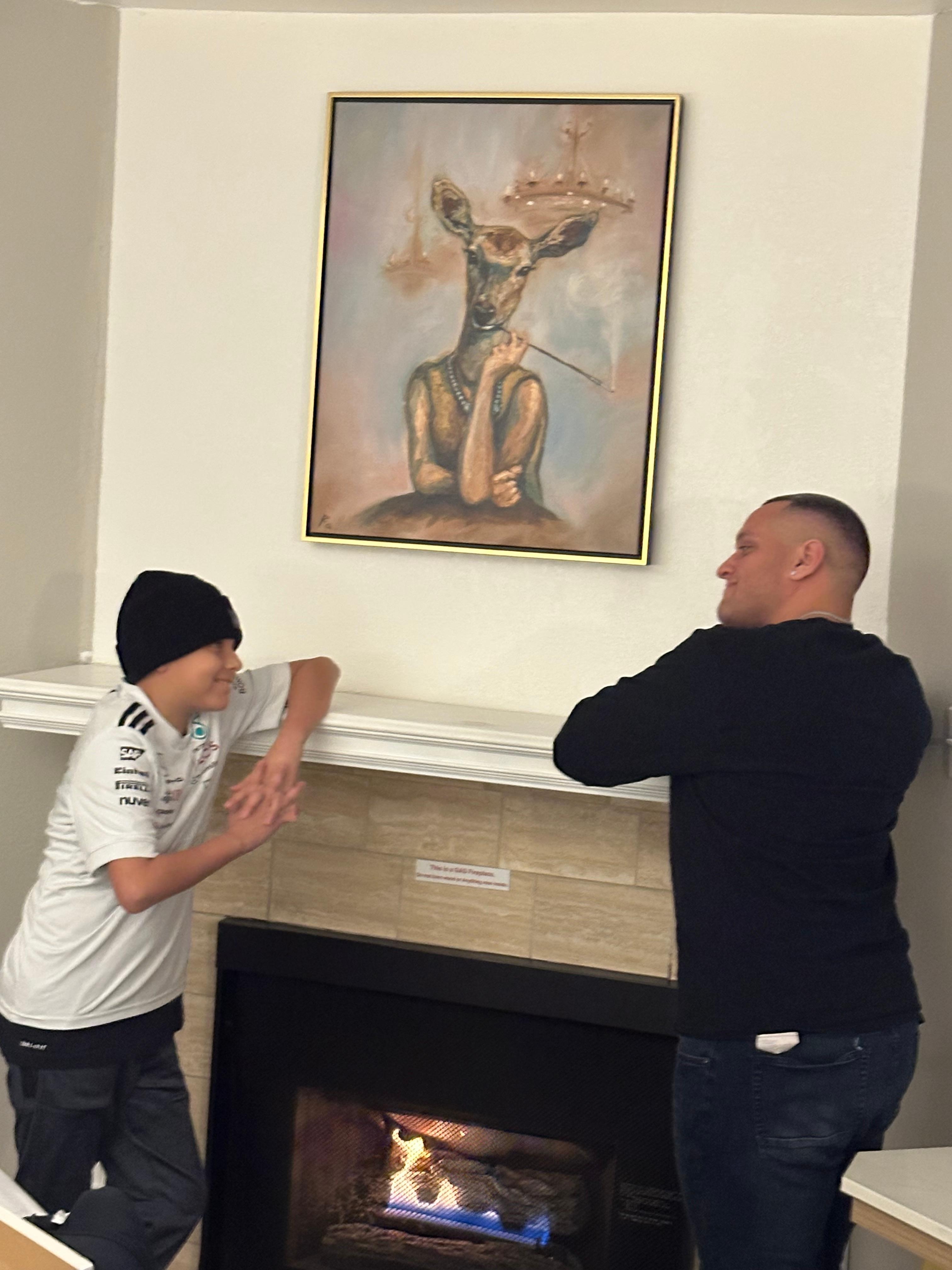 At the fireplace mantle