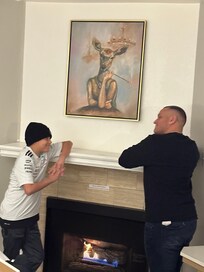 At the fireplace mantle