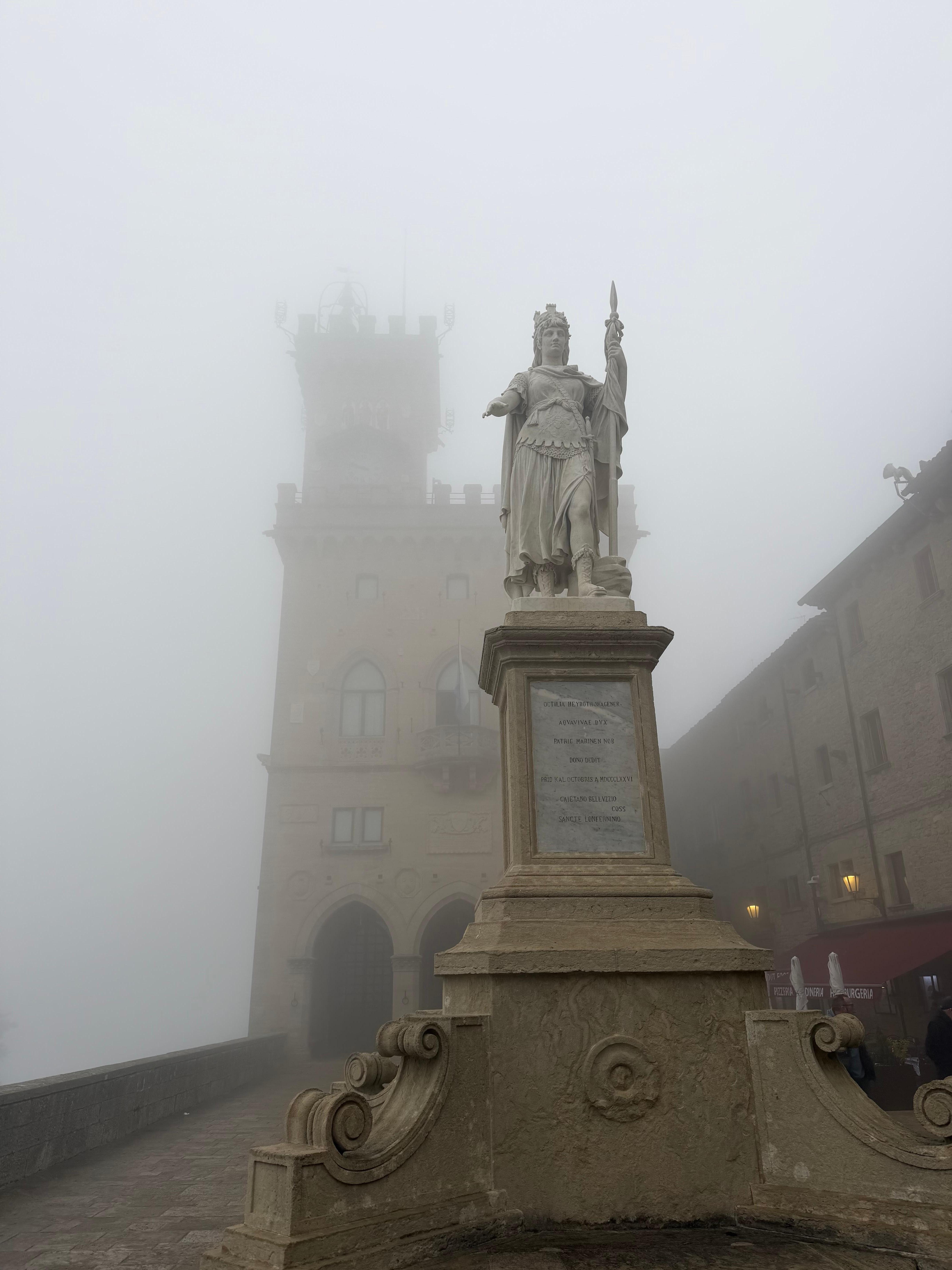Public Place in the fog