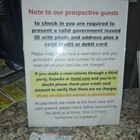 Charged at the front desk