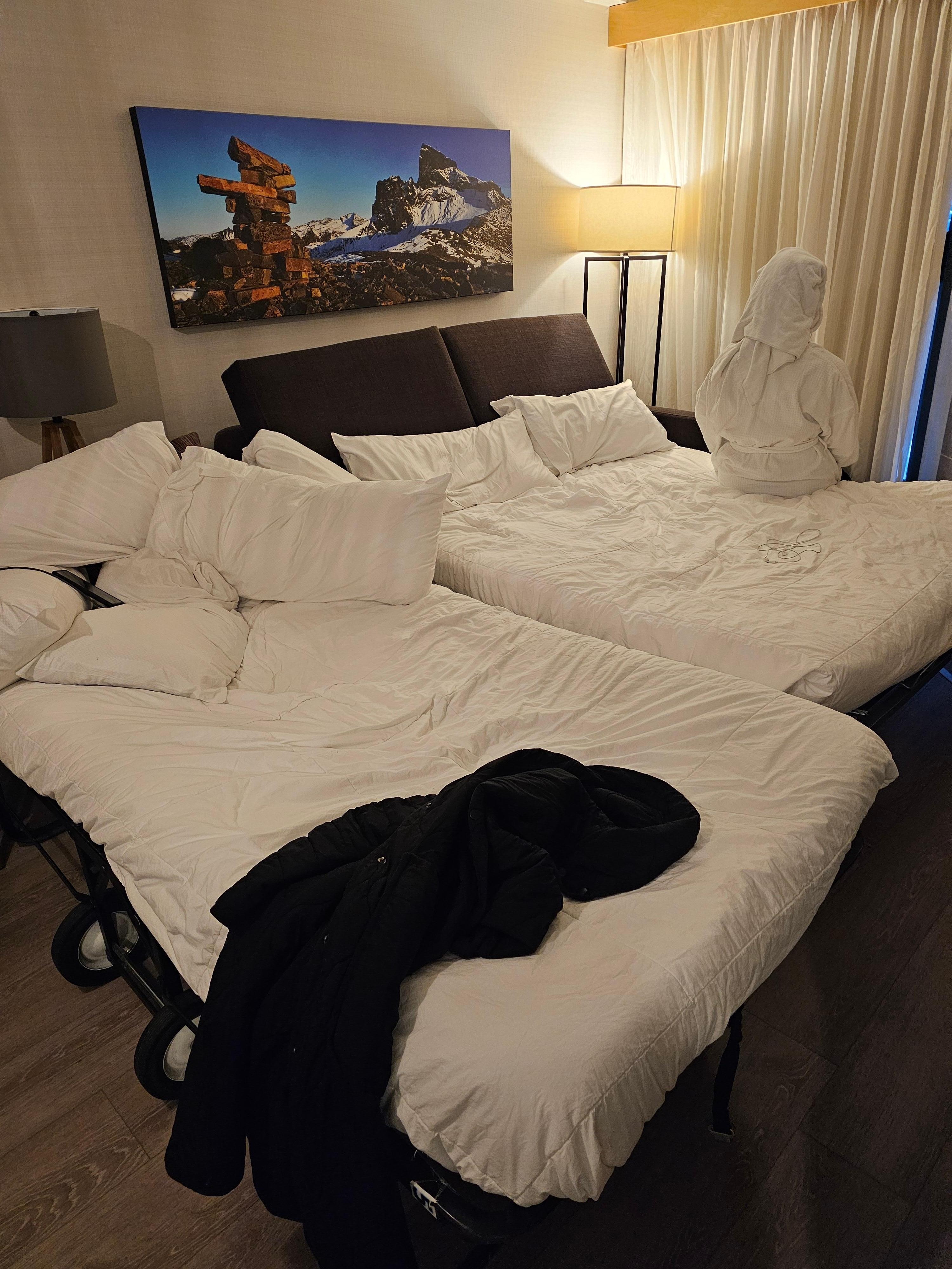 This is the sofa bed and rollaway bed - took up the whole living room but it works for us