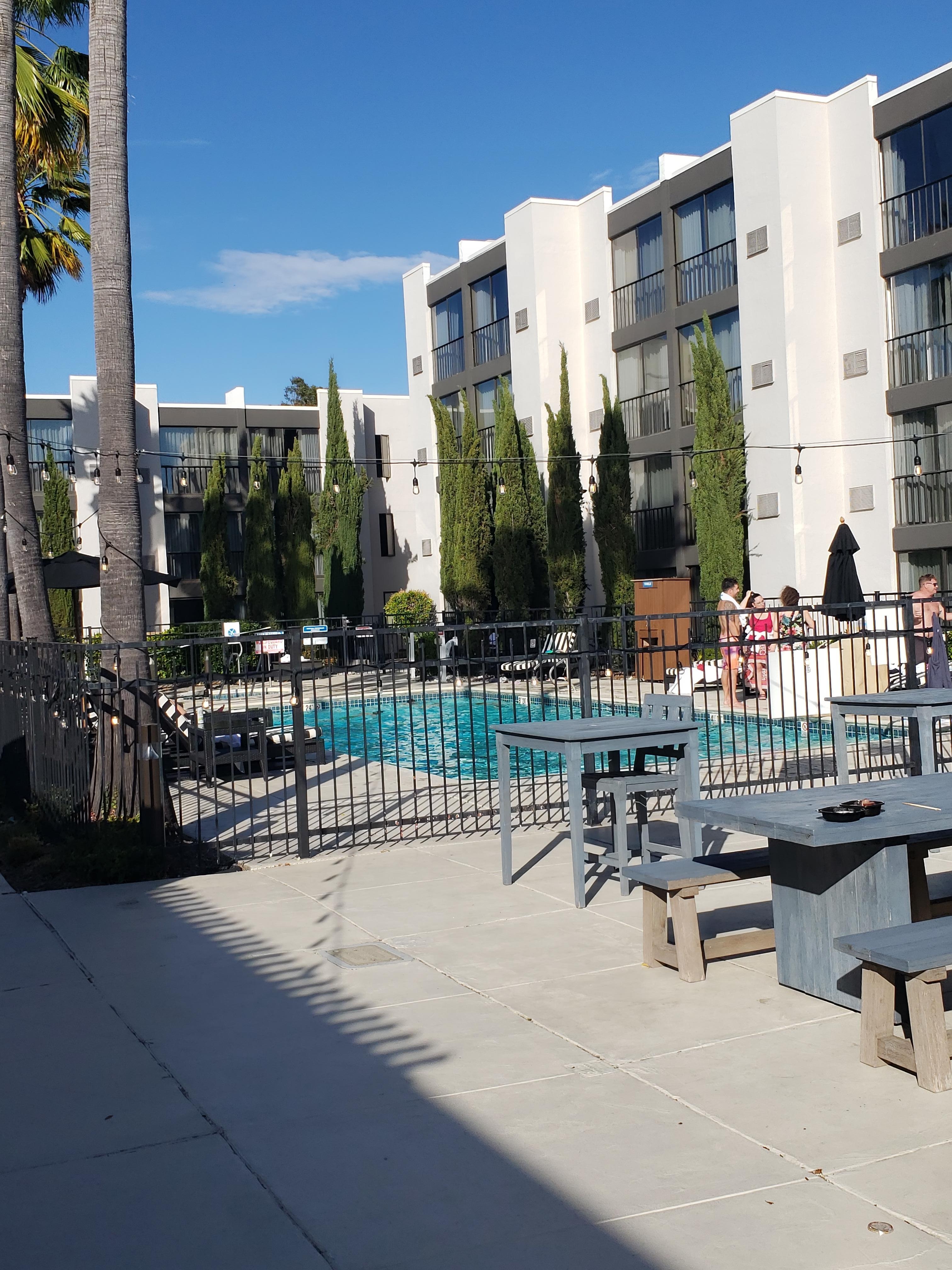 Pool area around dinner