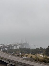 View from our balcony on a foggy morning