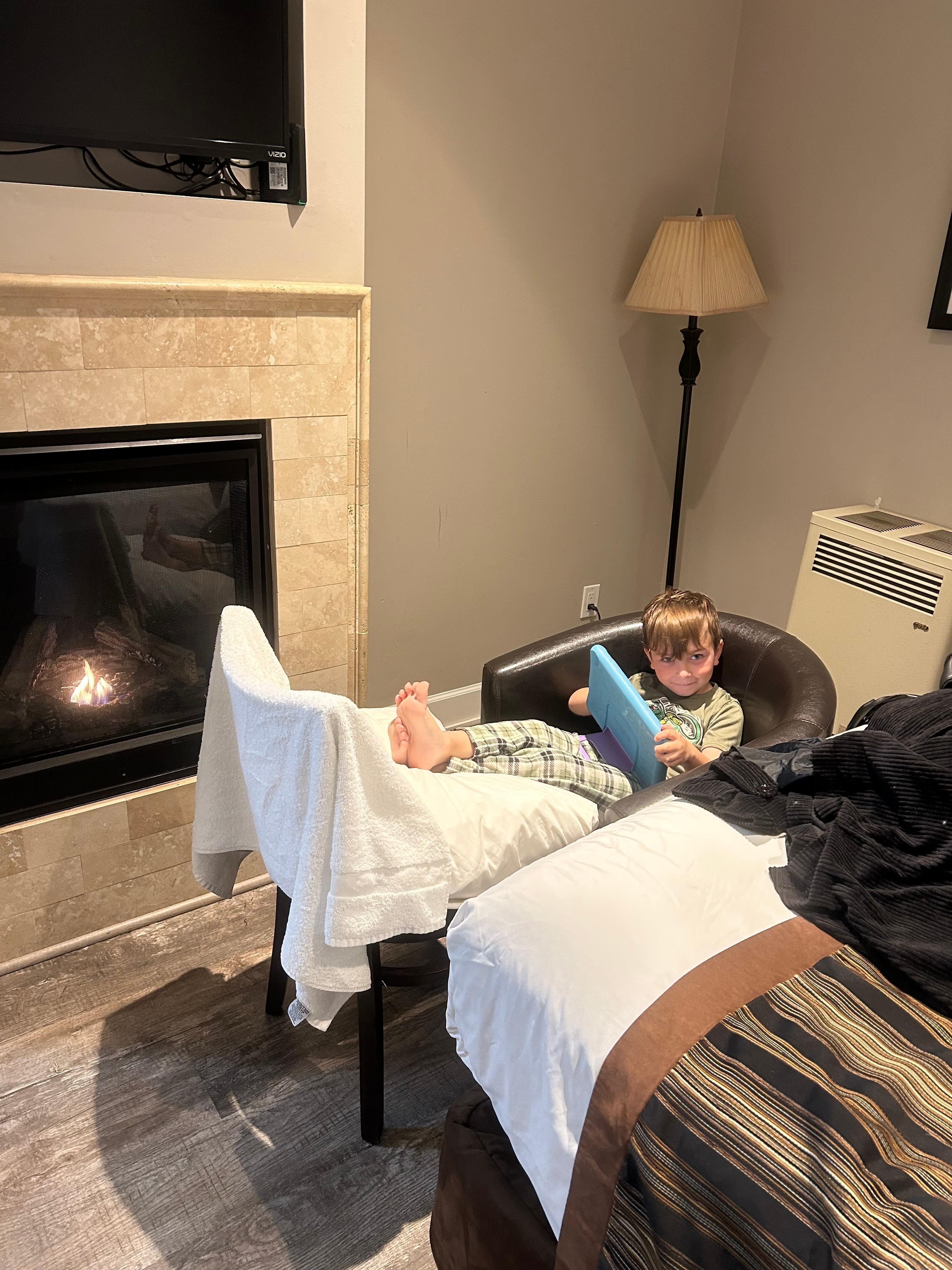 Getting comfy while momma makes dinner