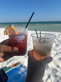 Sand flea restaurant and bar right outside front door