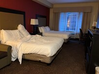 Stains on 2nd bed, mold /mildew on far wall and around air conditioner