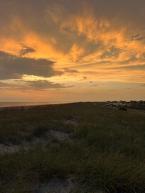 The sunset at the beach access across from the house.
