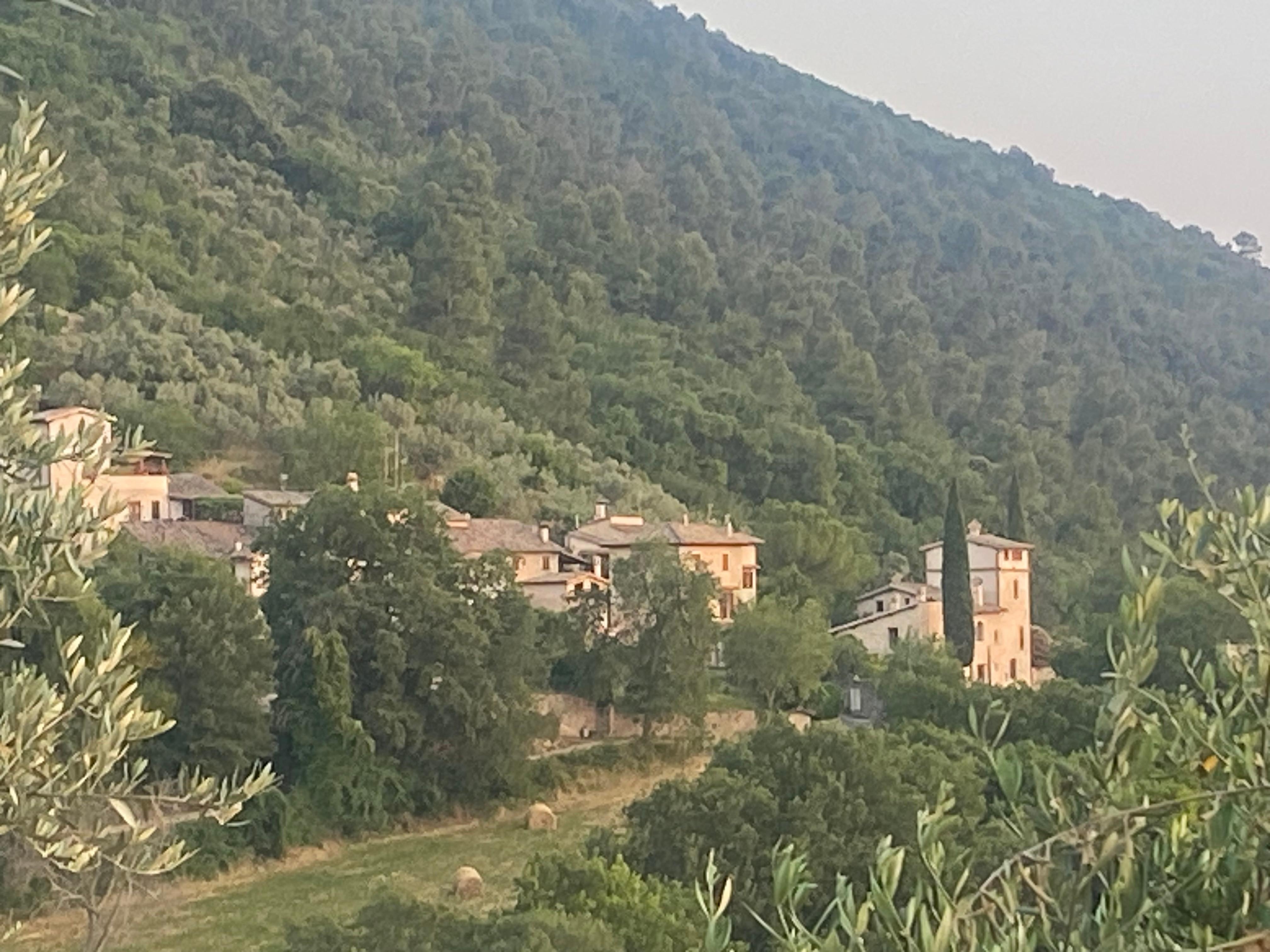 View to the neighbouring hamlet from the pool