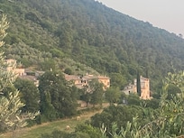 View to the neighbouring hamlet from the pool