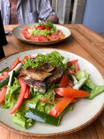 Tuna salad by the pool