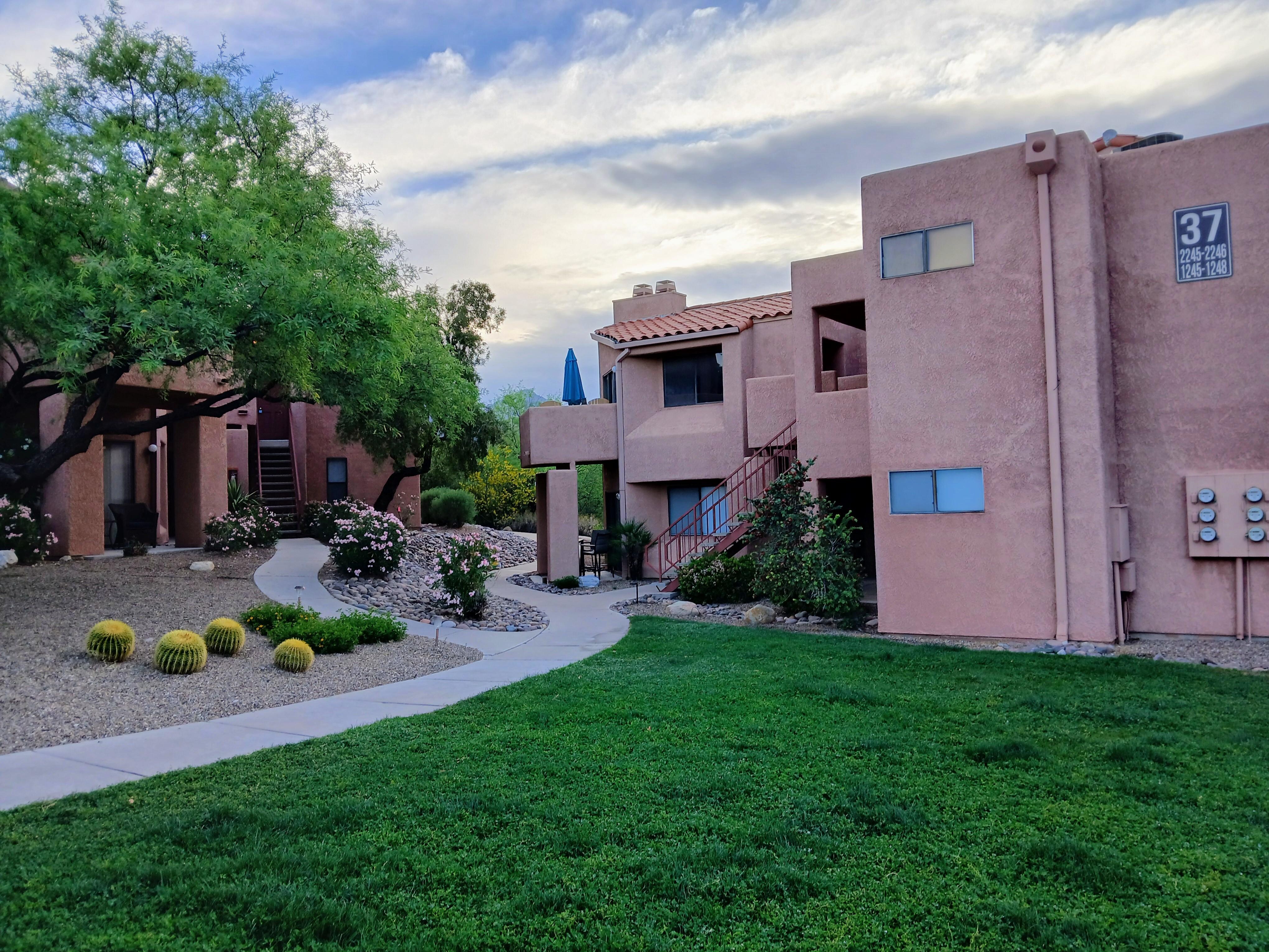 Outside of our condo. Nicely landscaped grounds.
