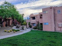 Outside of our condo. Nicely landscaped grounds.