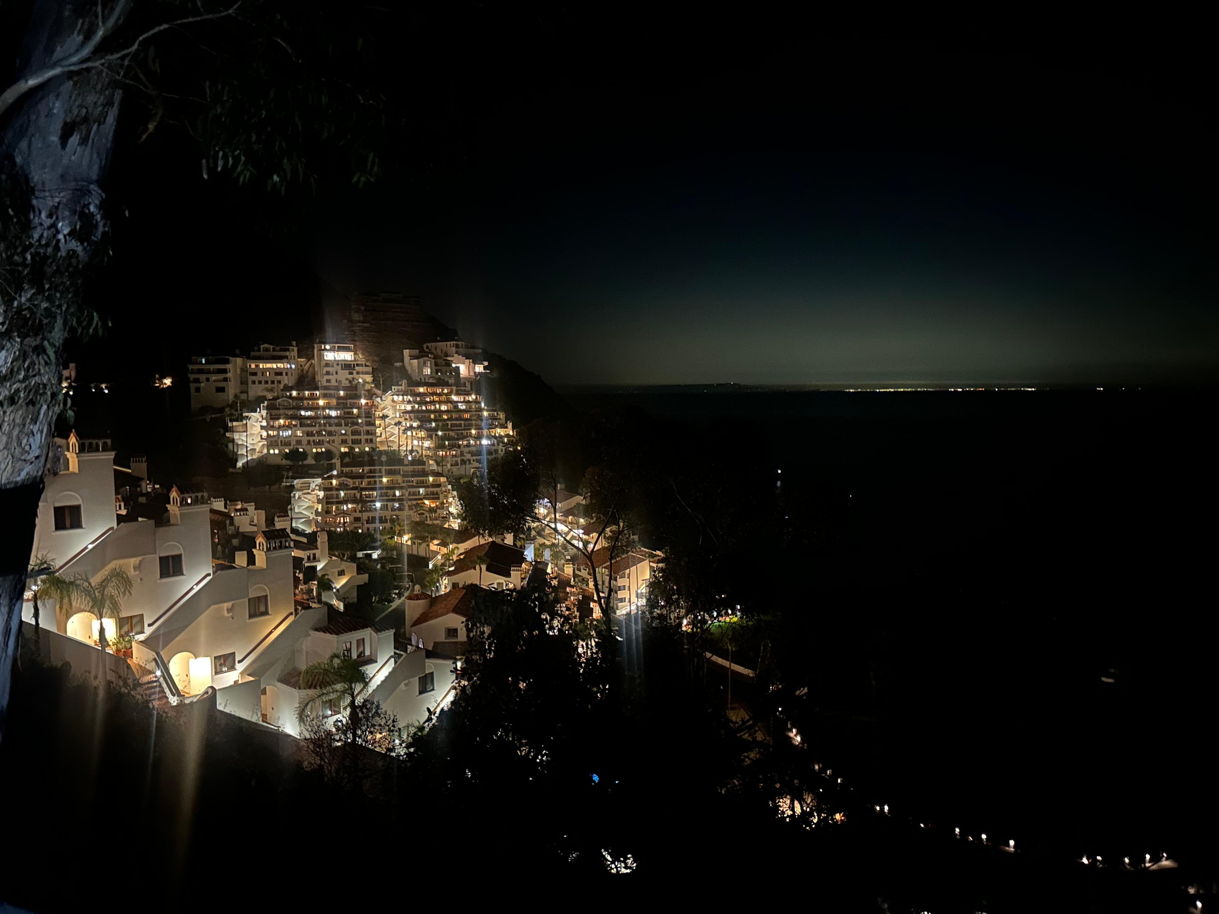 The property at night. 