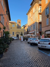 Outside the apartment!