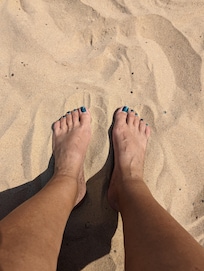 On the private beach...toes in the sand