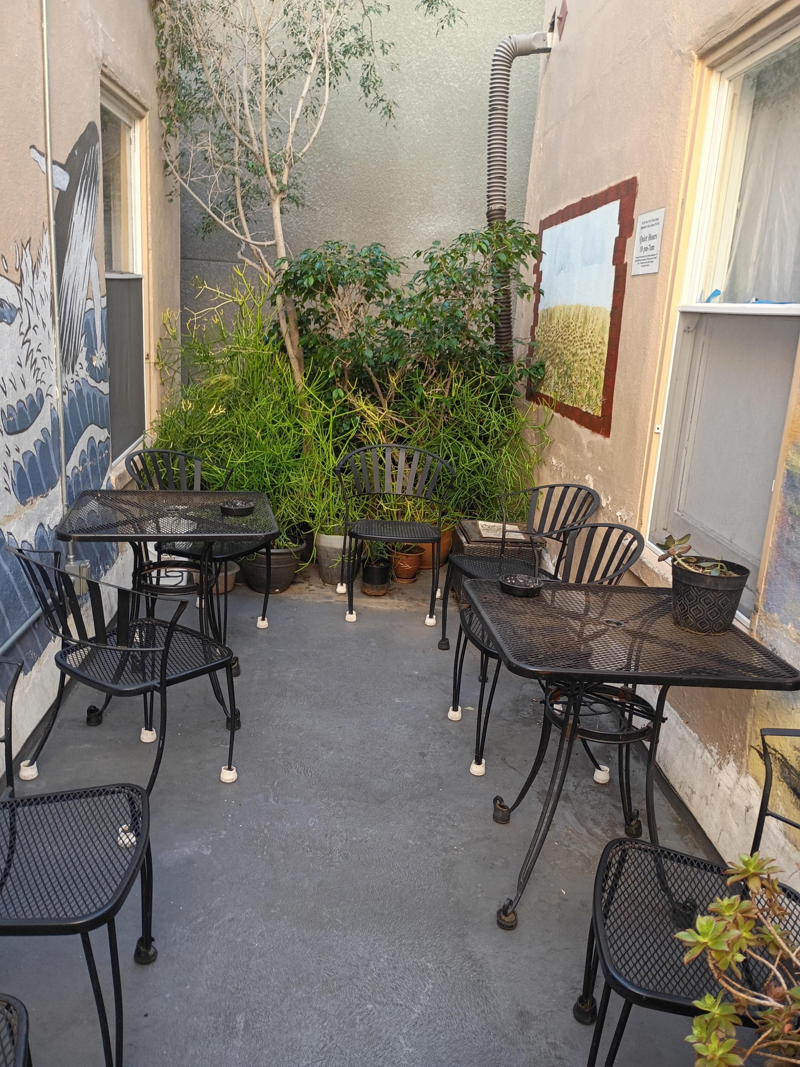 Nice patios to sit and visit with other travelers.