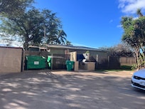The dumpsters and grill set up.