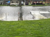 All piers under water. Cannot use kayaks or canoes; not usable for any boat of your own either.