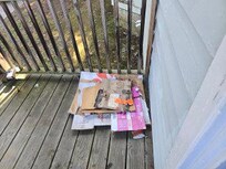 Trash on the porch.