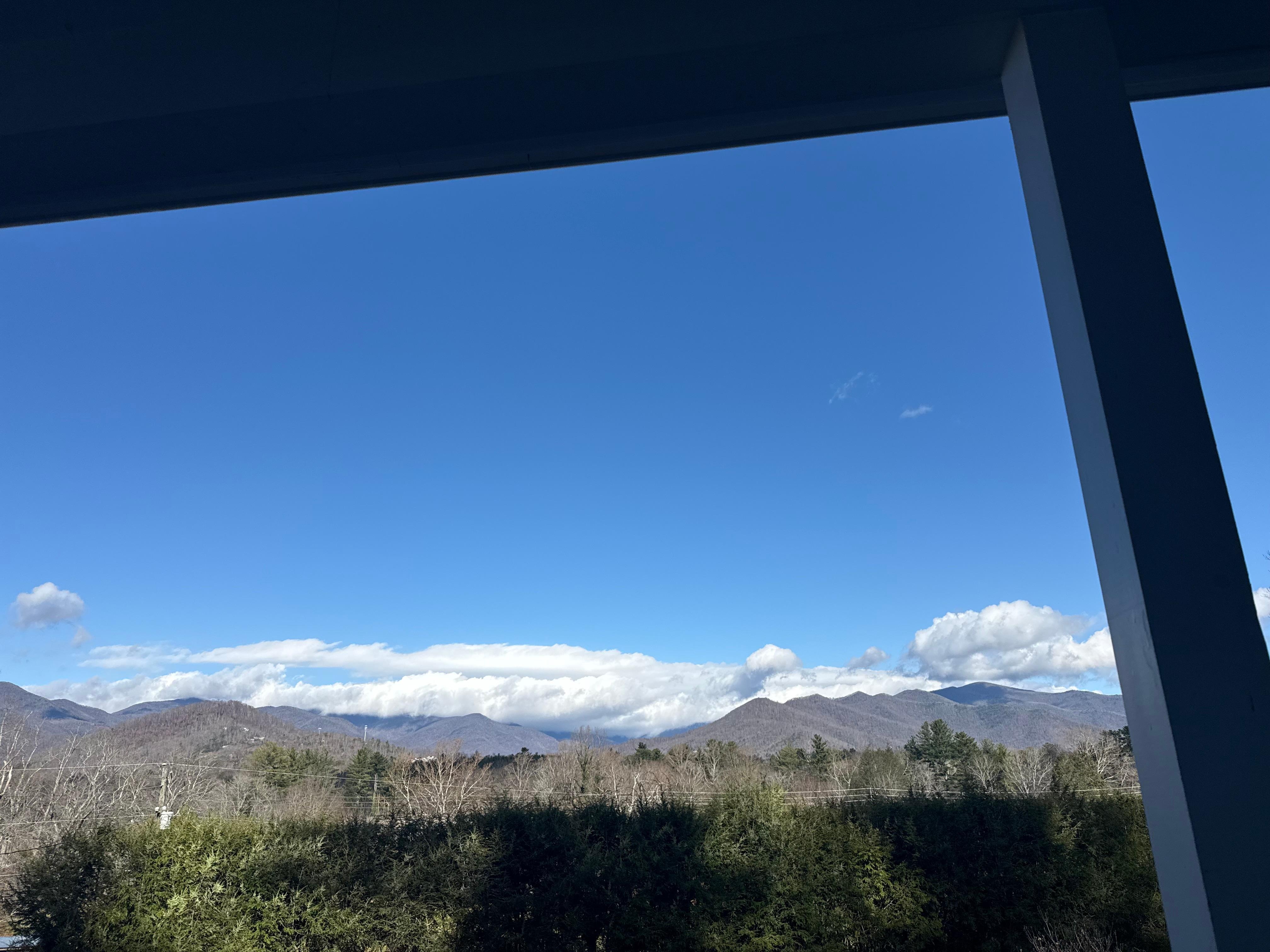 Our breakfast view from the rocking chairs on the porch! 