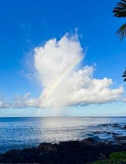 The rainbow was my view from the lanai with morning coffee - another day there were dolphins!