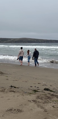 Day 1, family walking on the beach