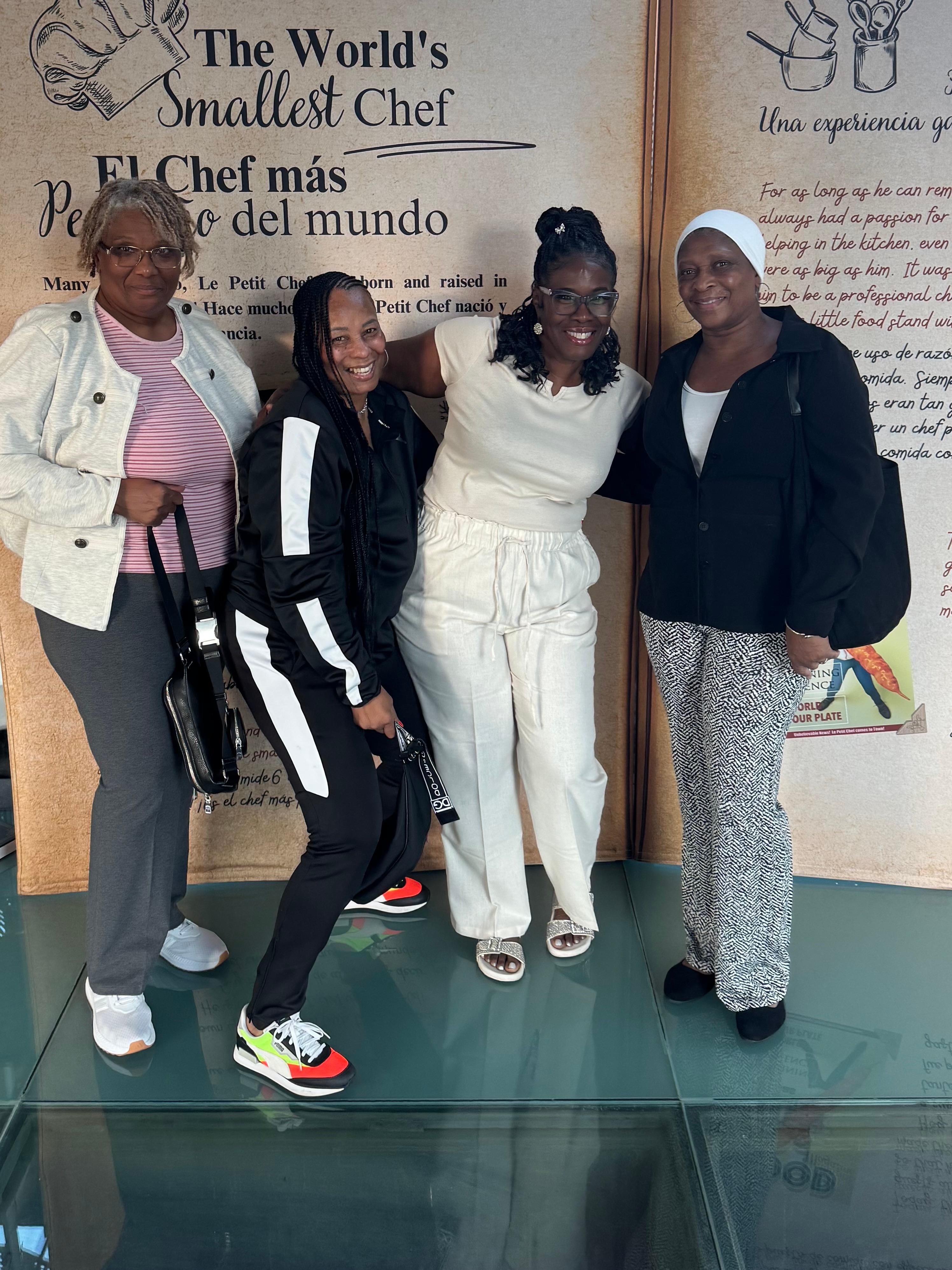 Friends and family gather in the lobby