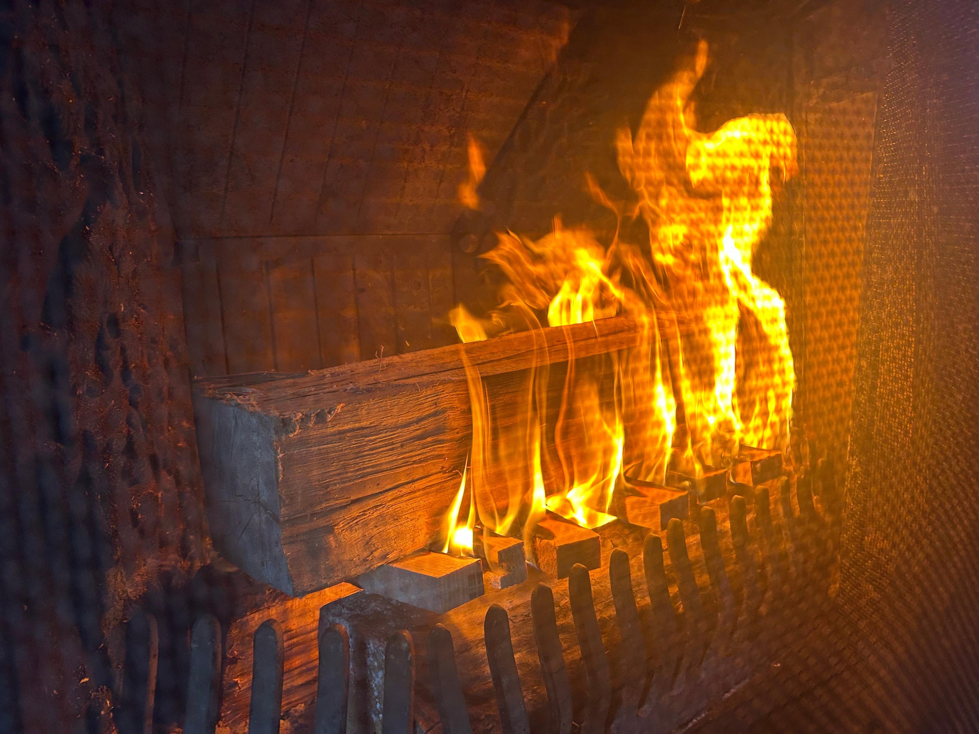 Starting the fire in the fireplace, plenty of wood in kindling and it was my adult daughter’s first time starting a fire. She was very proud.