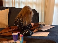 Hanging out in the living room as a family