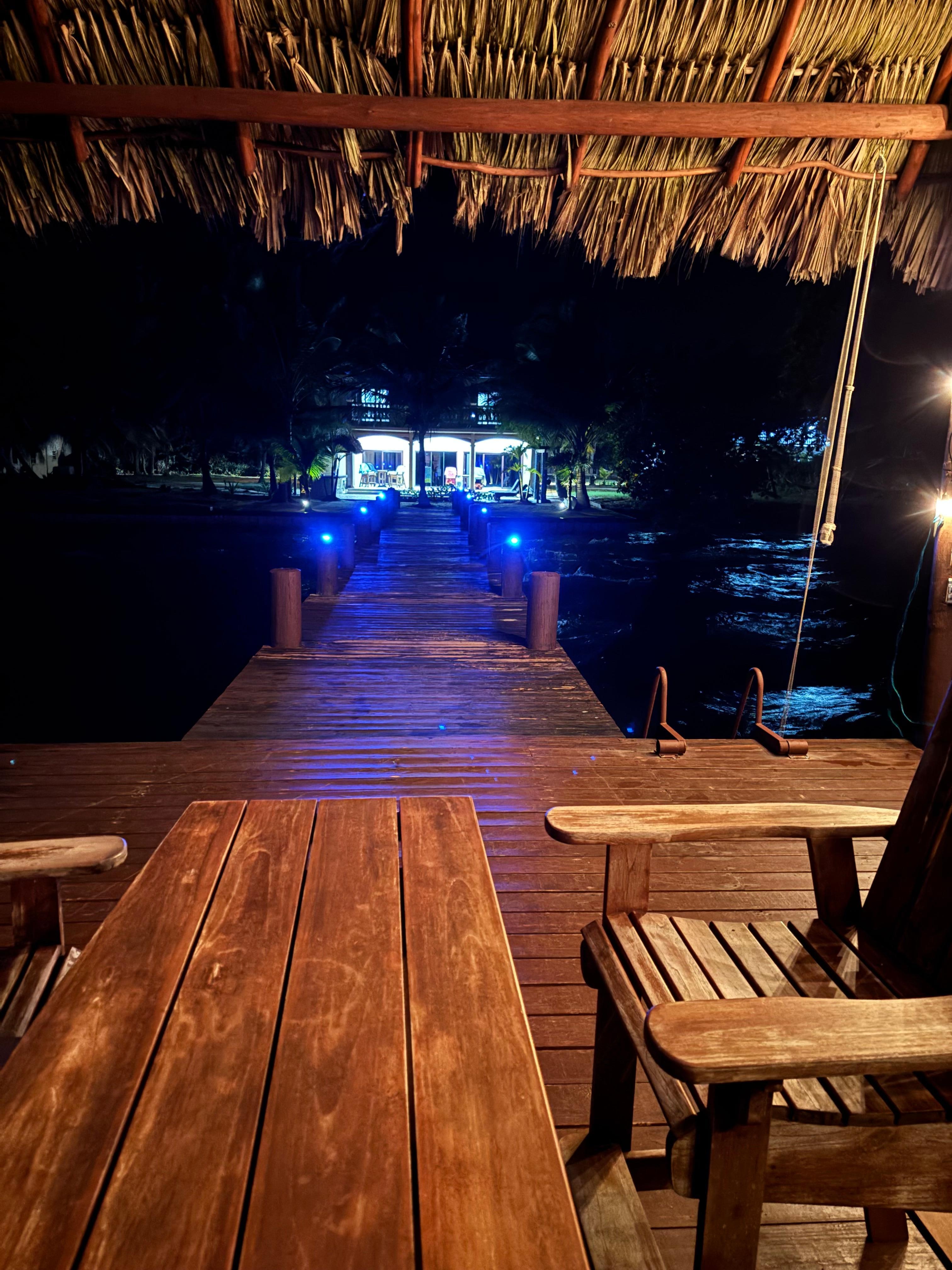 Villa at night from the dock. 