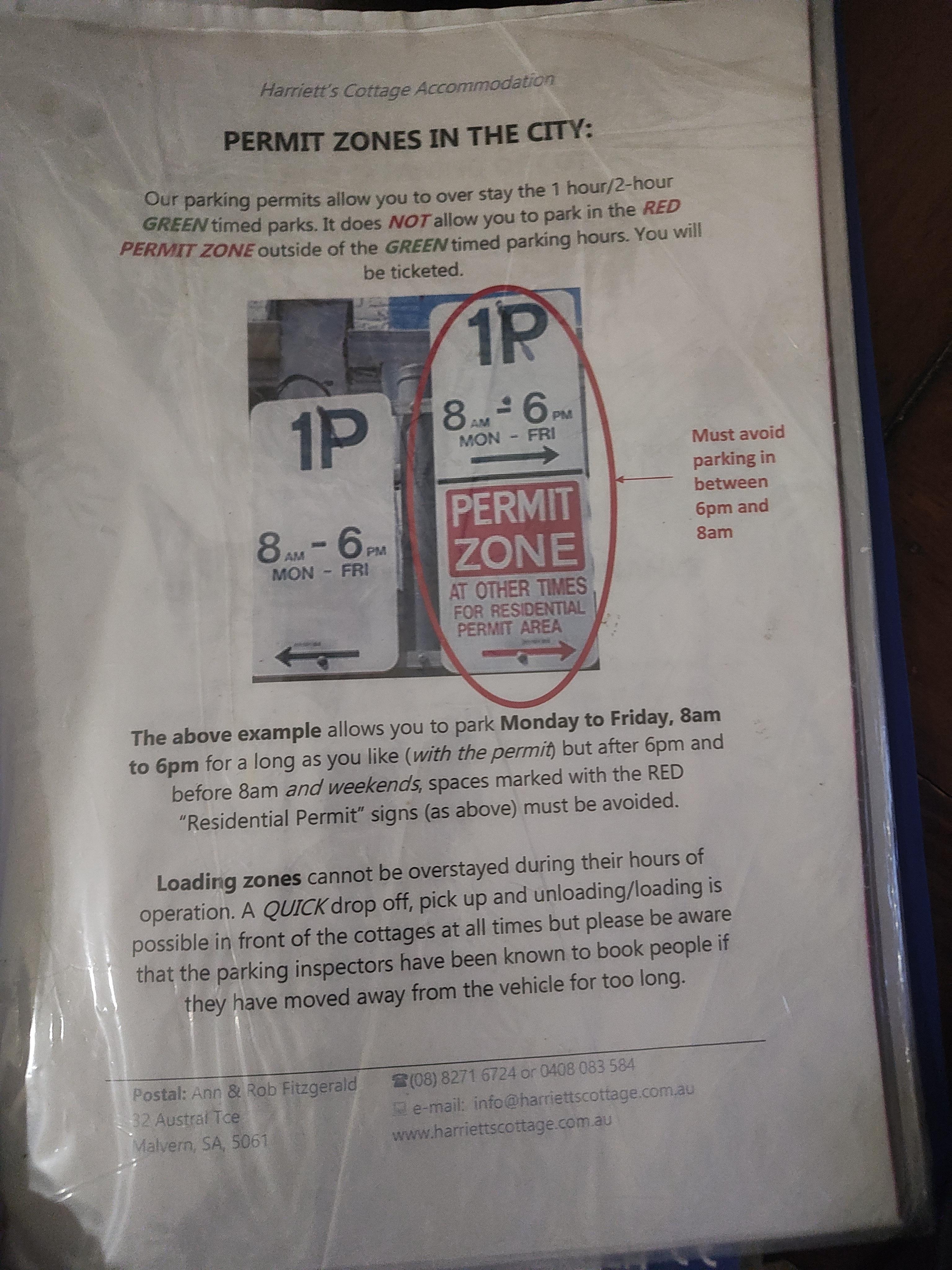 Actual parking entitlements compared to the description of parking being provided as part of the stay. 