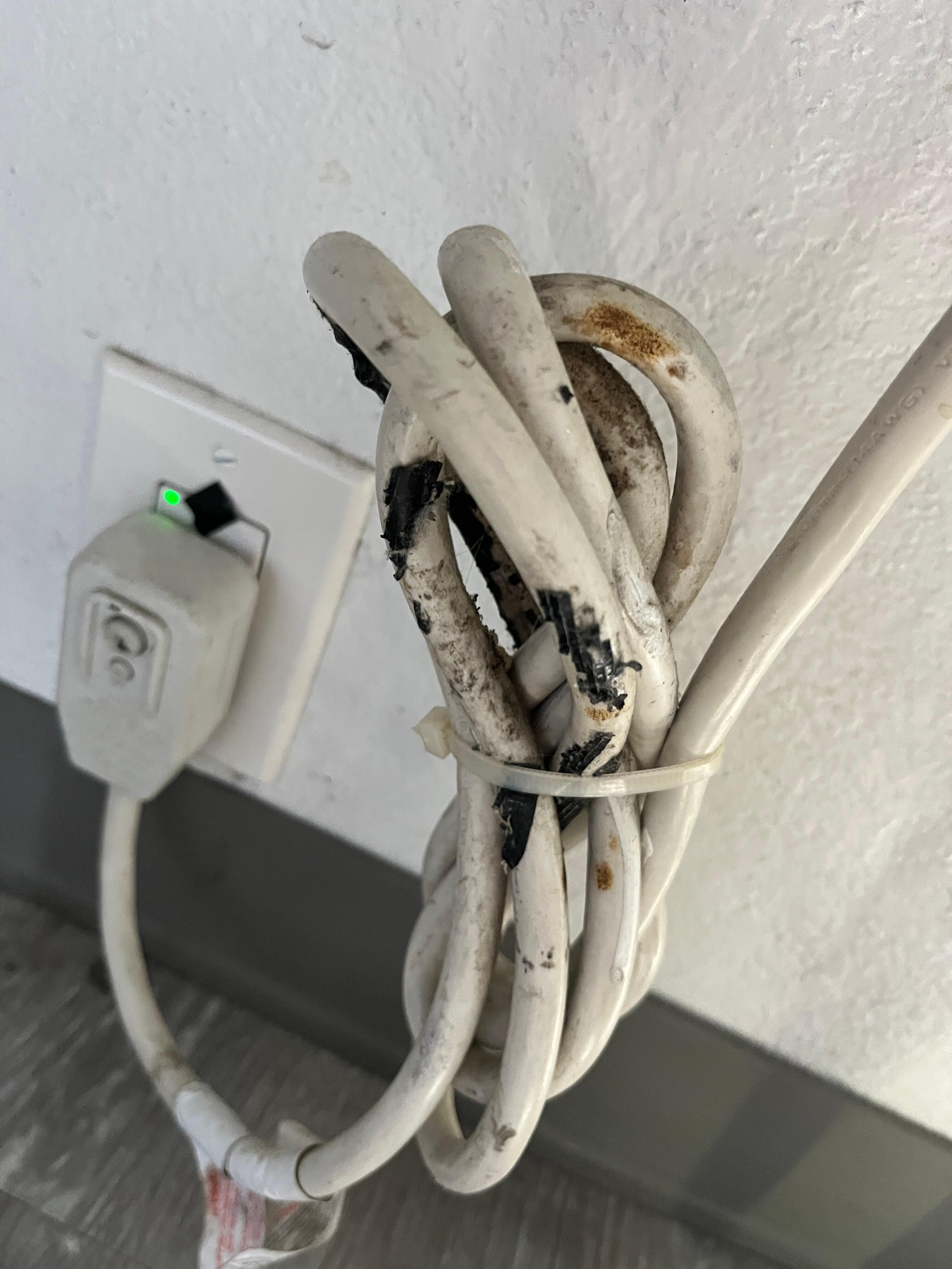 airconditioner cord covered with mold
