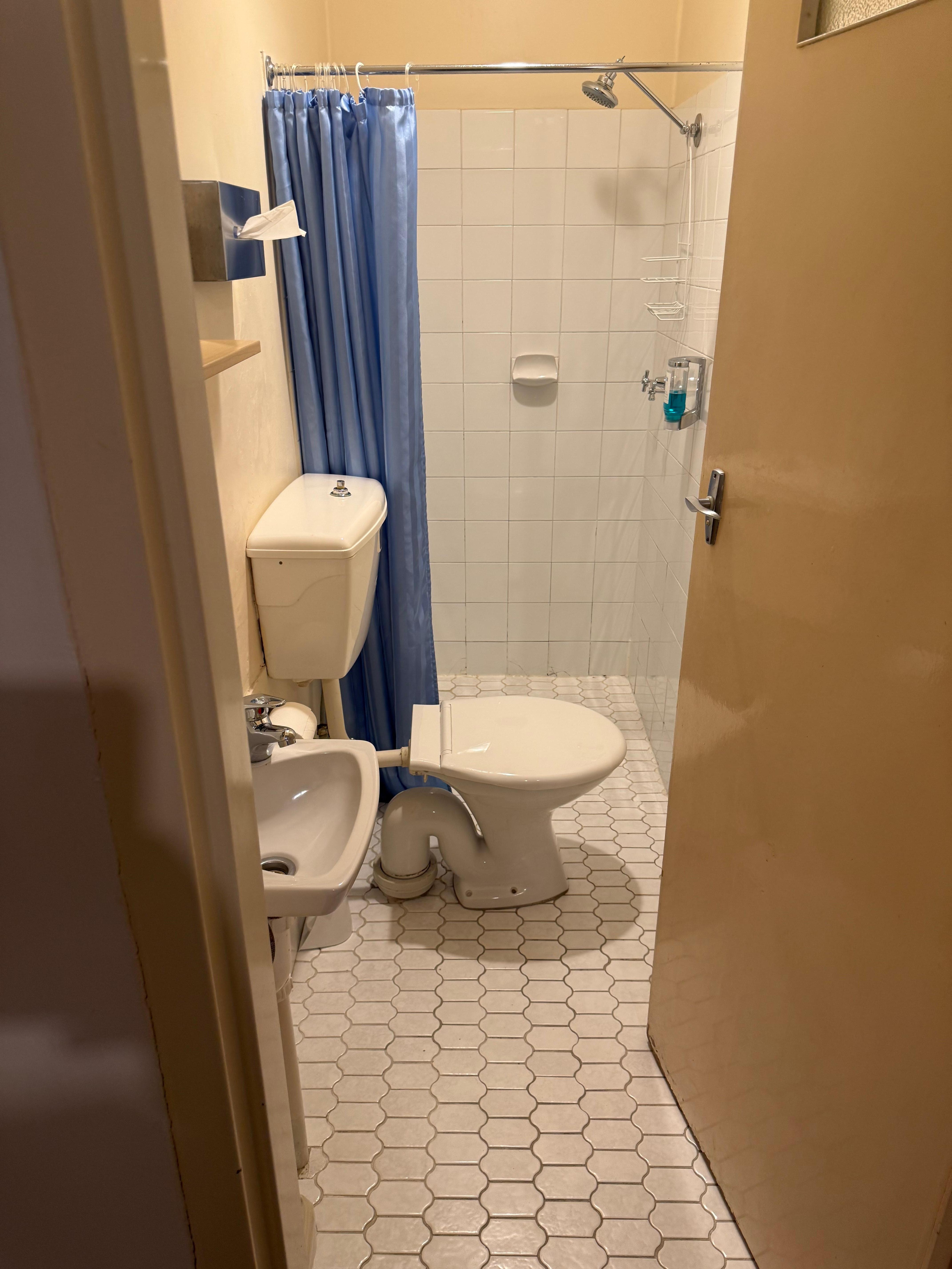 Tight access bathroom.