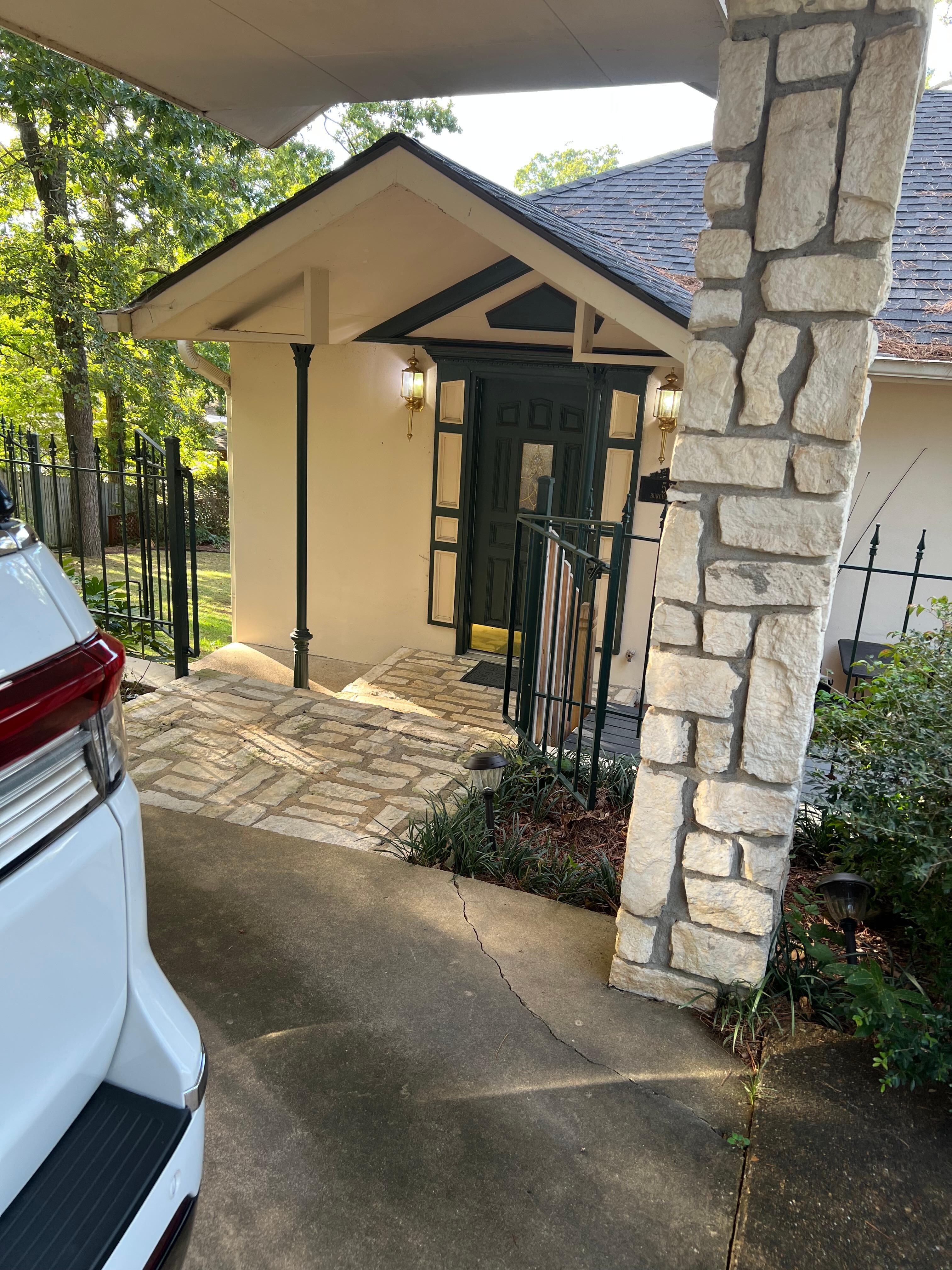 Front door big loop driveway with portico. 