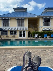 Relaxing by the pool.