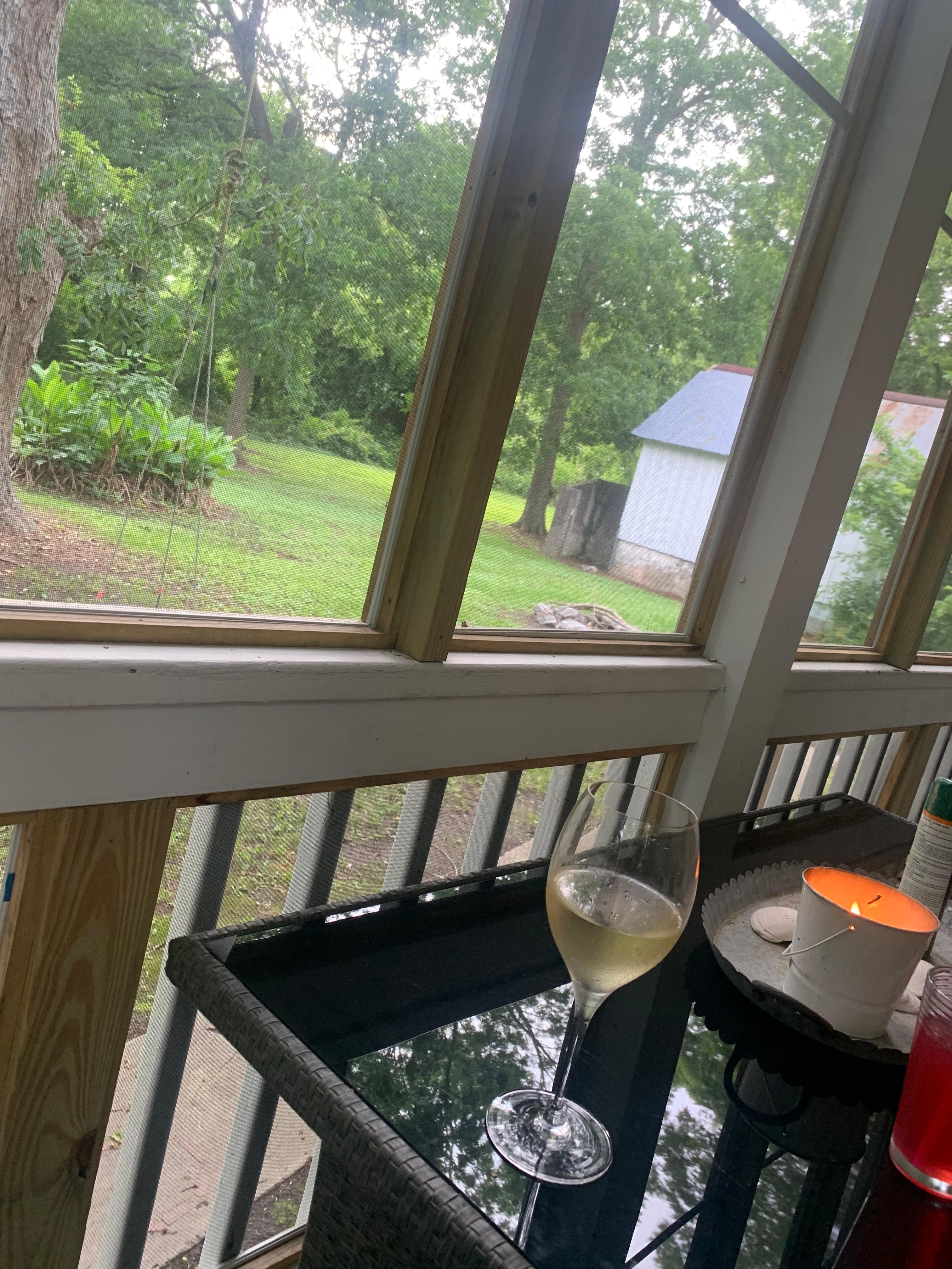 Wine time on the back porch! 