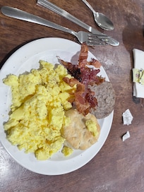 Delicious breakfast with the lightest, fluffiest scrambled eggs!