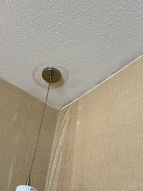 Water damage to ceiling and wall