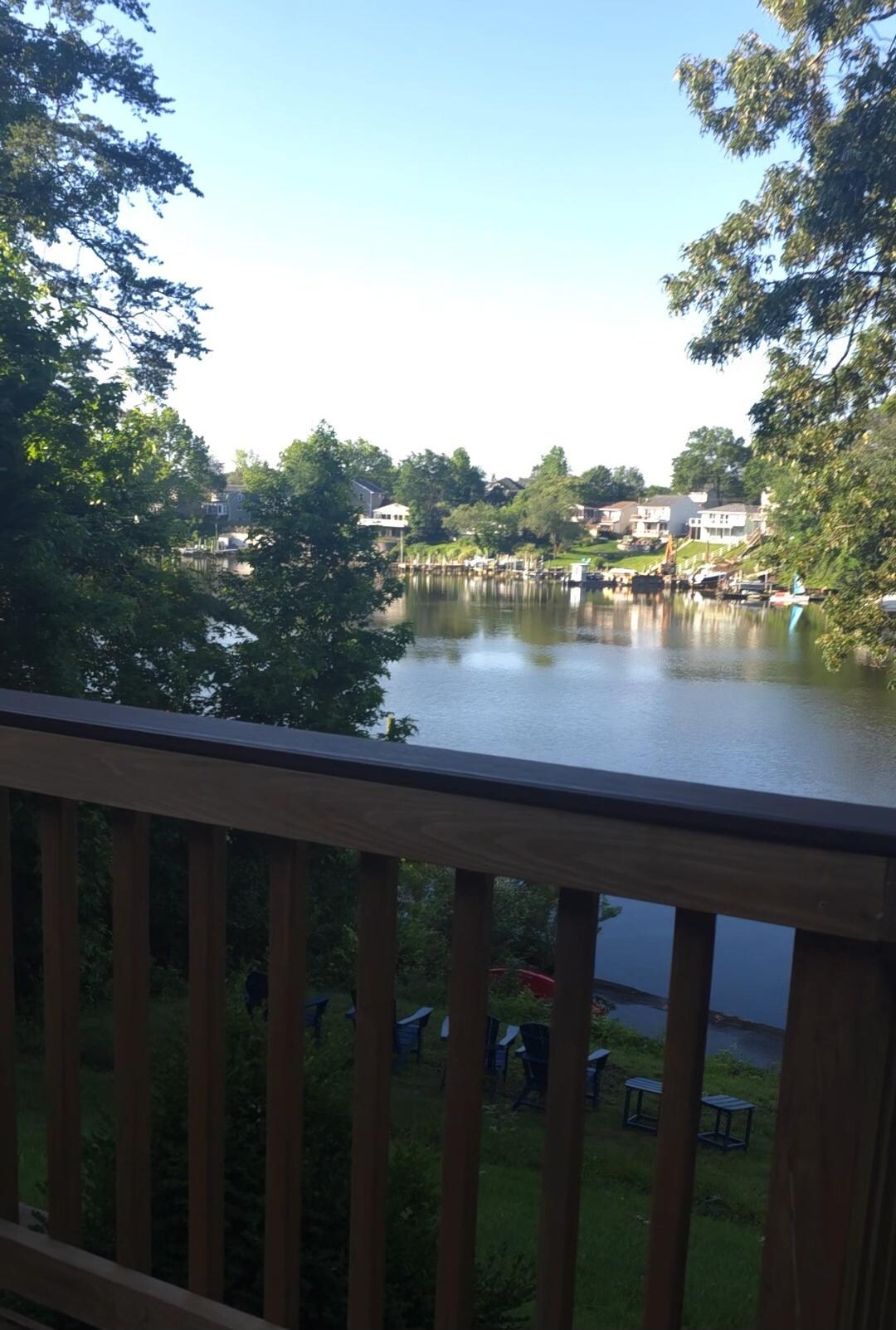 This is an awesome view. It won't let me download a short video. So this is the left side, and on the right it opens up to the lake or cove.