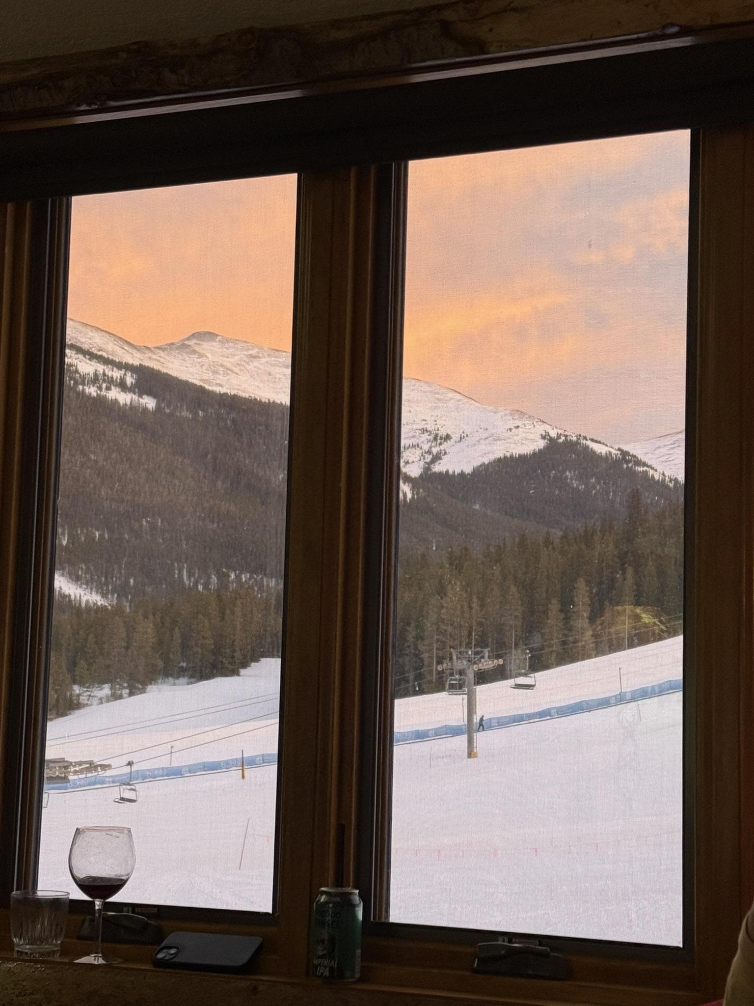 view from living room at sunset