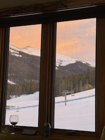 view from living room at sunset