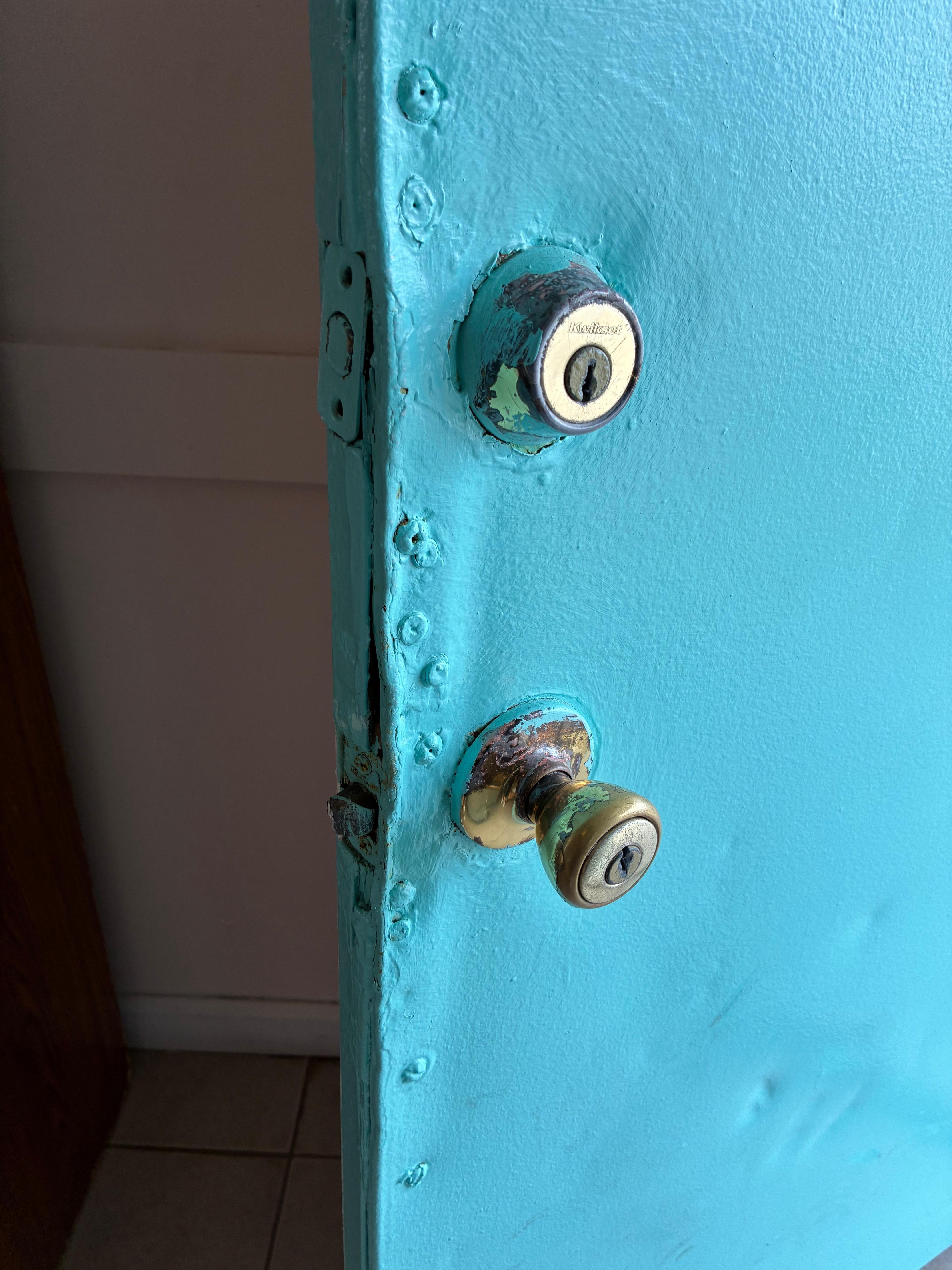 Door looked like it was kicked in and and rigged 