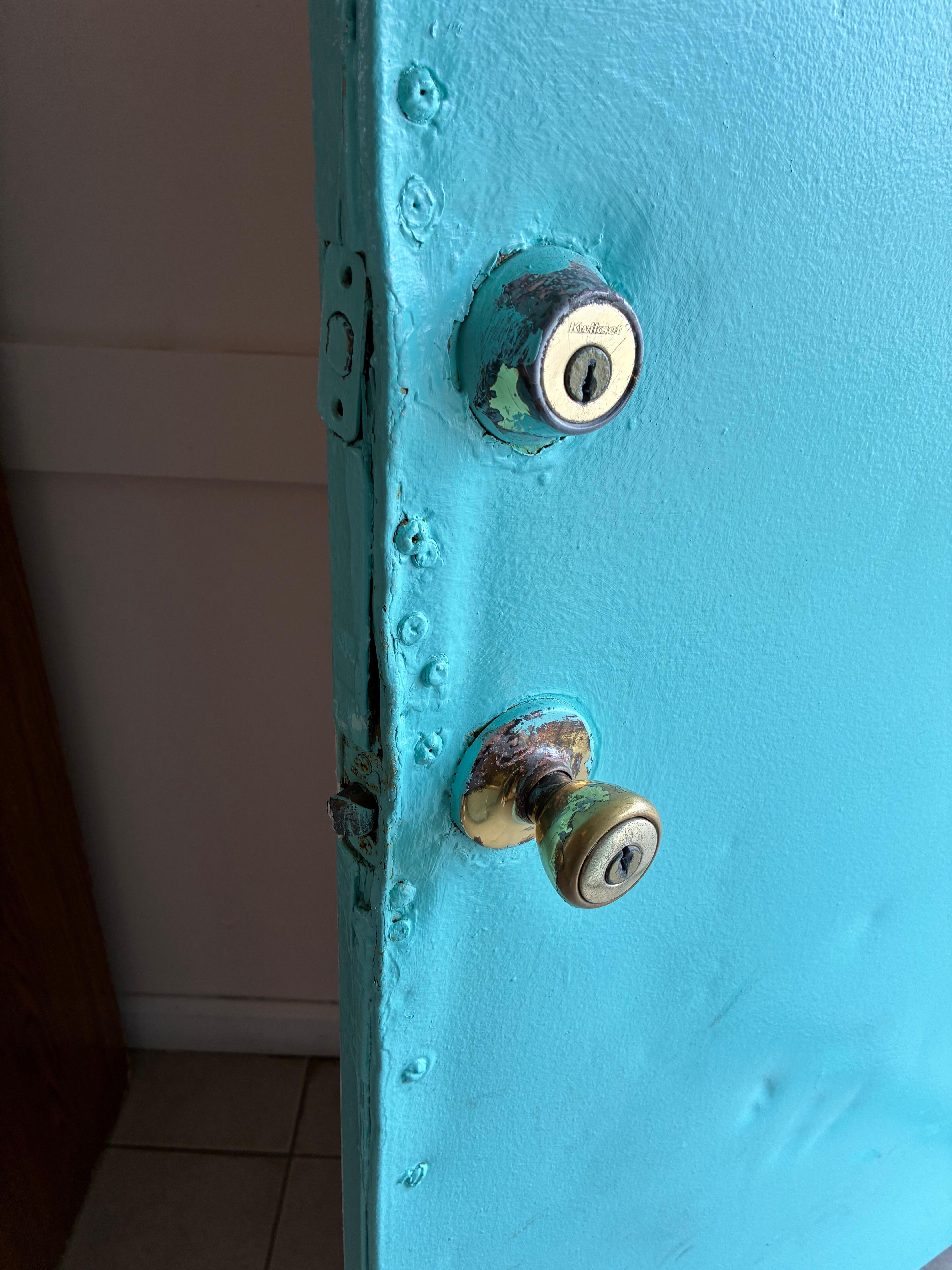 Door looked like it was kicked in and and rigged 